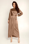 Ariella | Women's Wrap Evening Dress with Long Sleeves | Maxi