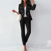 Women's Blazer with Front Button Arrangement and Straight Trouser Set | Slim Fit