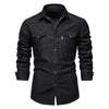 Cobalt Ridge – Denim Long Sleeve Cotton Shirt
