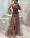 Celestia – Women’s One-Shoulder Floral Evening Gown