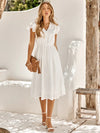 Cressida – Midi Dress with Ruffles and V-neck