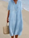 Lina – Women’s Relaxed Fit V-Neck Cotton Dress