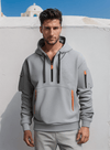 Men’s Tactical Pullover Hoodie – Black with Neon Zipper Accents