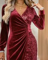 Women's Long Sleeved Sequin Wrap Dress | New Year