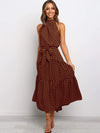 Valentisse – Women’s Halter Midi Dress with Polka Dot Print