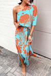 Women's Floral Wedding Guest Dress with One Sleeve | Evening