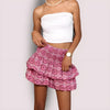 Women’s High-waisted Mini Skirt with Layered Ruffles | Printed