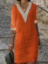 Elena – Casual V-Neck Dress with Lace Trim