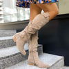Women's Fashion Knee High Boots with Low Heels with Side Zipper | Pointed Toe